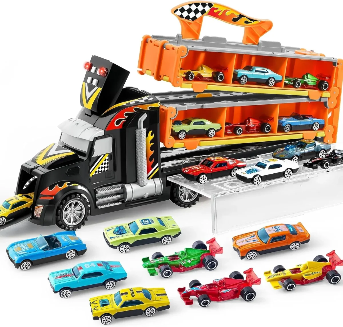 Race Truck Speelset | Lange Racebaan met 12 Auto’s - Afbeelding 2