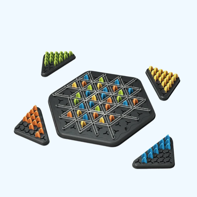 Ketting Driehoek Schaakspel | Geometrische Bordspellen voor Familienaam, Gezelschapsspellen voor Kinderen en Volwassenen 2 tot 4 Spelers