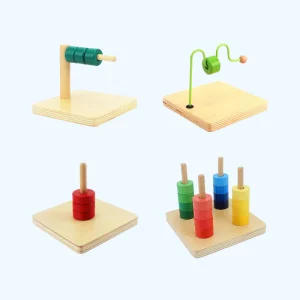 Montessori Houten Speelgoed - Sensory Preschool Leren Discs op Horizontale Pen, Educatief Houten Speelgoed voor Peuters