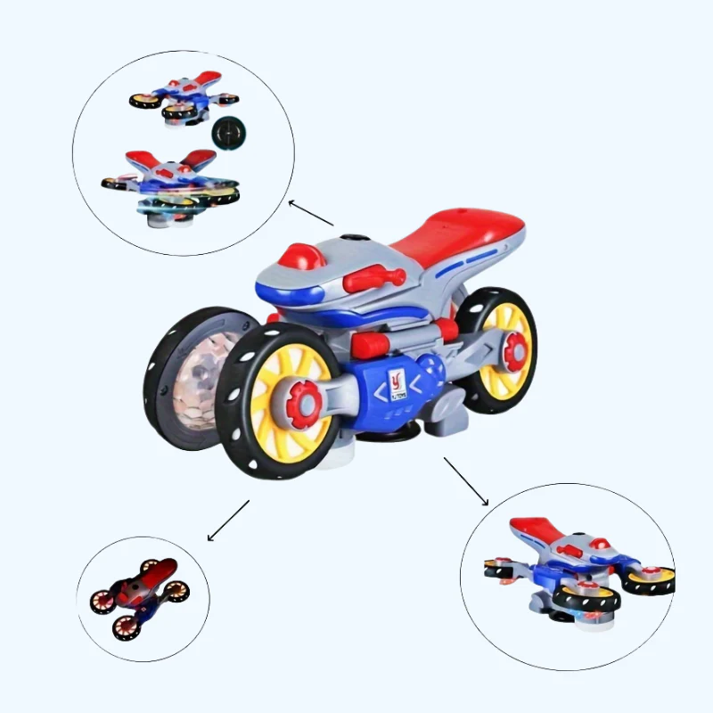 360° stuntmotor met licht en muziek - Duurzaam speelgoed voor kinderen vanaf 3 jaar. - Afbeelding 2