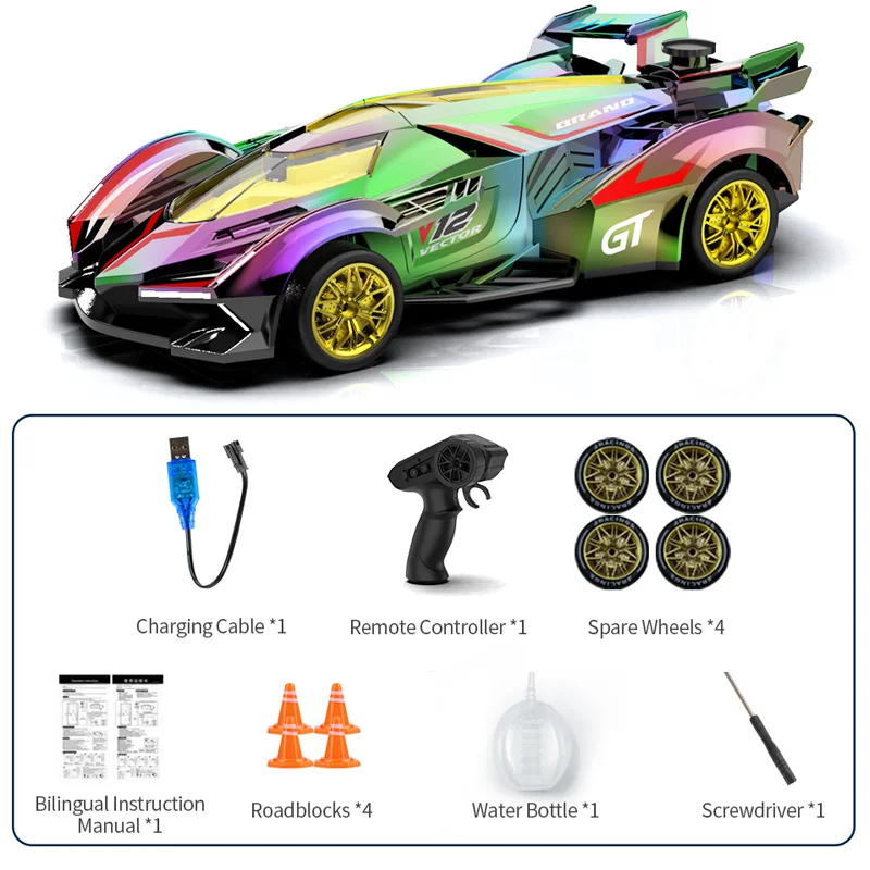 2.4G Neon Laser RC Raceauto | 4WD Hoge Snelheid Drift Voertuig met Sci-Fi Spray Effect | Speelgoed Cadeau voor Kinderen - Afbeelding 8