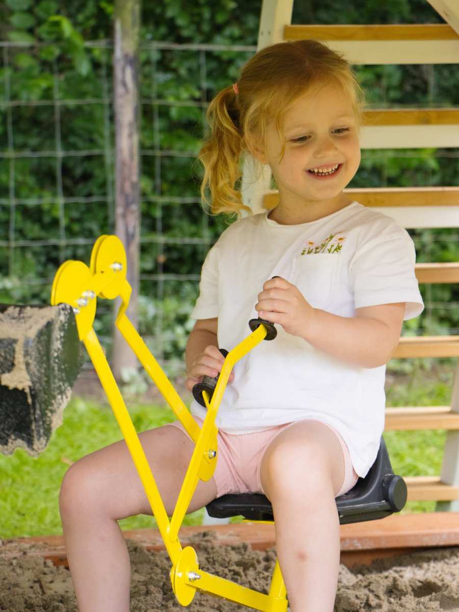 Kindergraafmachine voor Zandbak – Stalen 360° Draaibare Speelgoed Bagger met Stoel, Geel/Zwart, vanaf 3 Jaar - Afbeelding 4