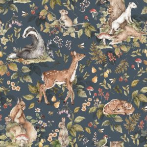 'Cute forrest animals Dark ' Behang